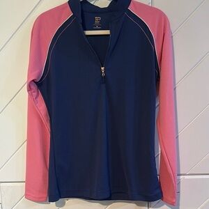 Women's Pink and Blue ¾ zip top medium